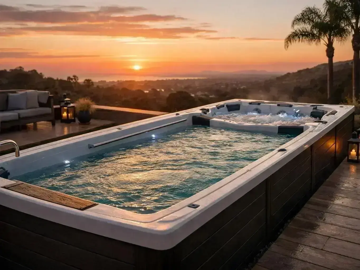 swim spa and hot tub setup for a backyard near Glenrosa Regional Park