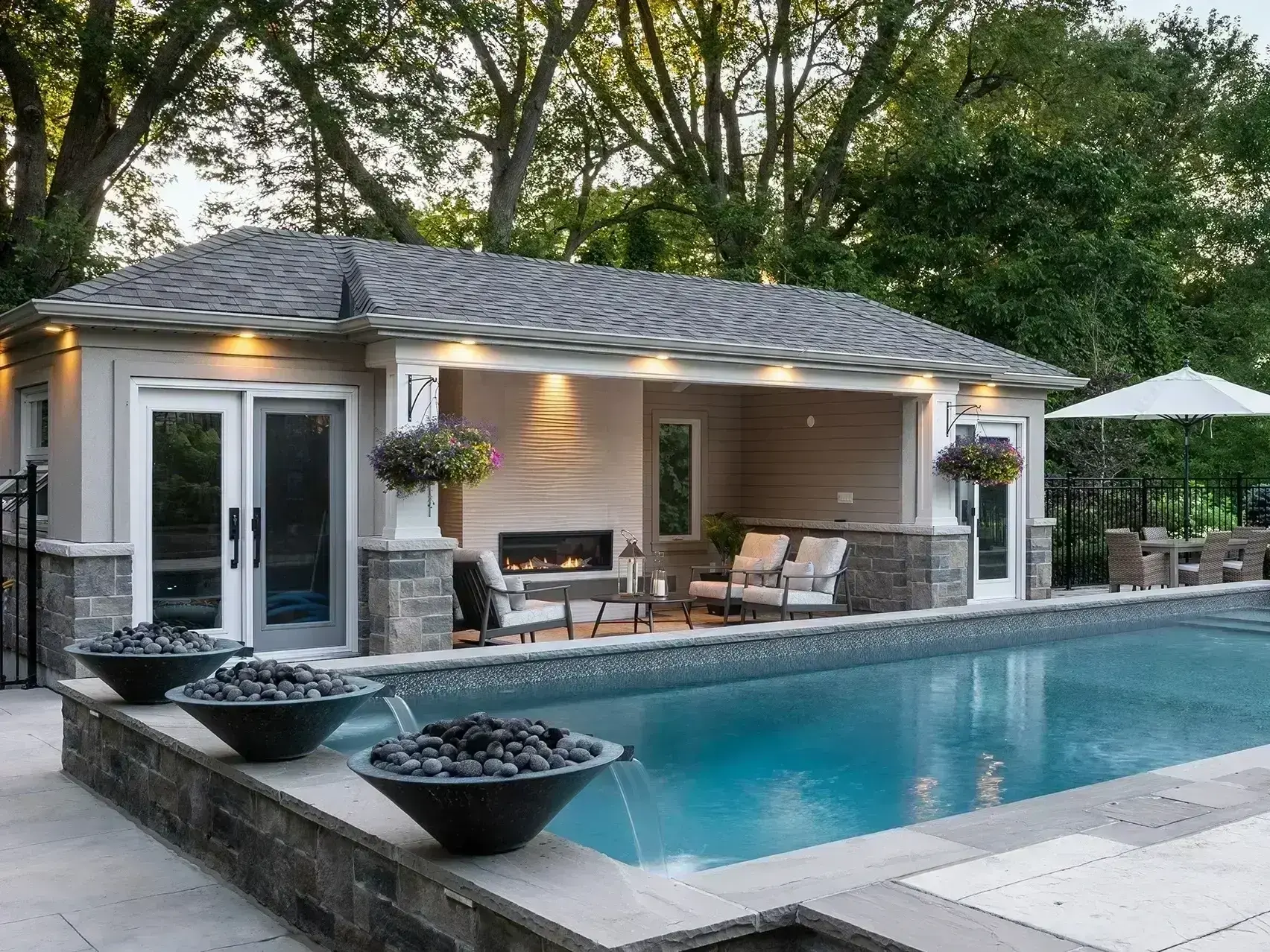 Trevi Pools and Spas team checking pool drainage and liner fit near Duncan and Smith Creek