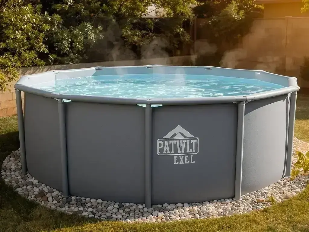 Swimming pool installers setting an in-ground pool in an East Penticton backyard with tight side-yard access